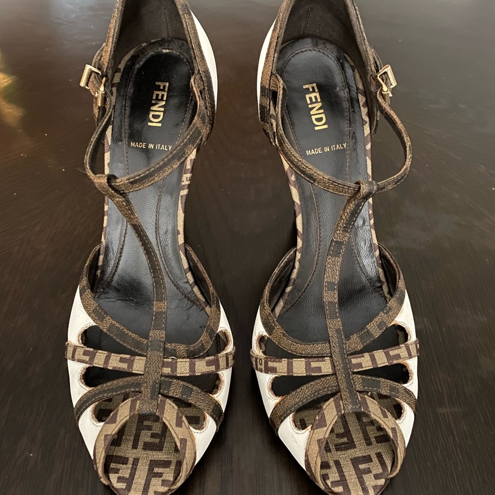 Fendi Logo Wedge Sandals